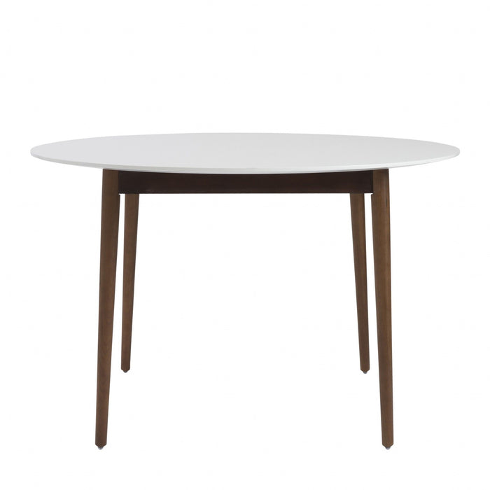 Rounded Dining Table - White / Brown