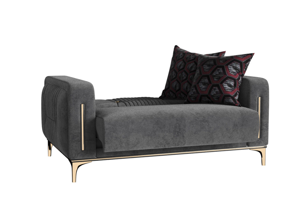 Microfiber Love Seat With Storage - Gray Gold