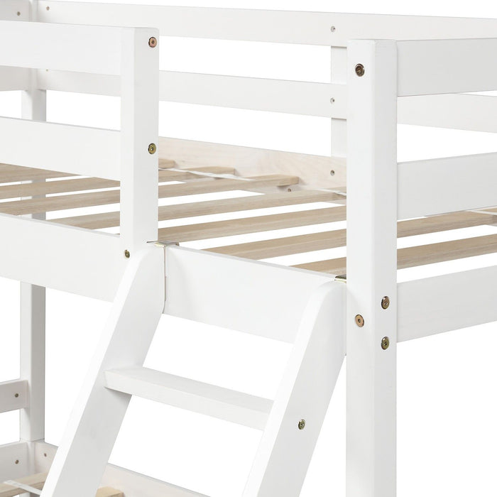 Twin Size Full Size Bunk Bed - White