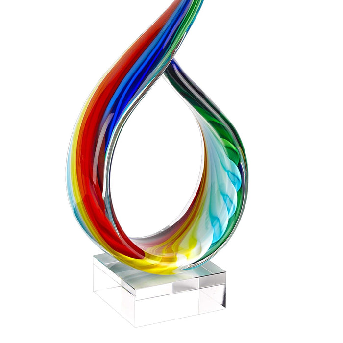 18 Art Glass Centerpiece On Crystal Base - Multicolor