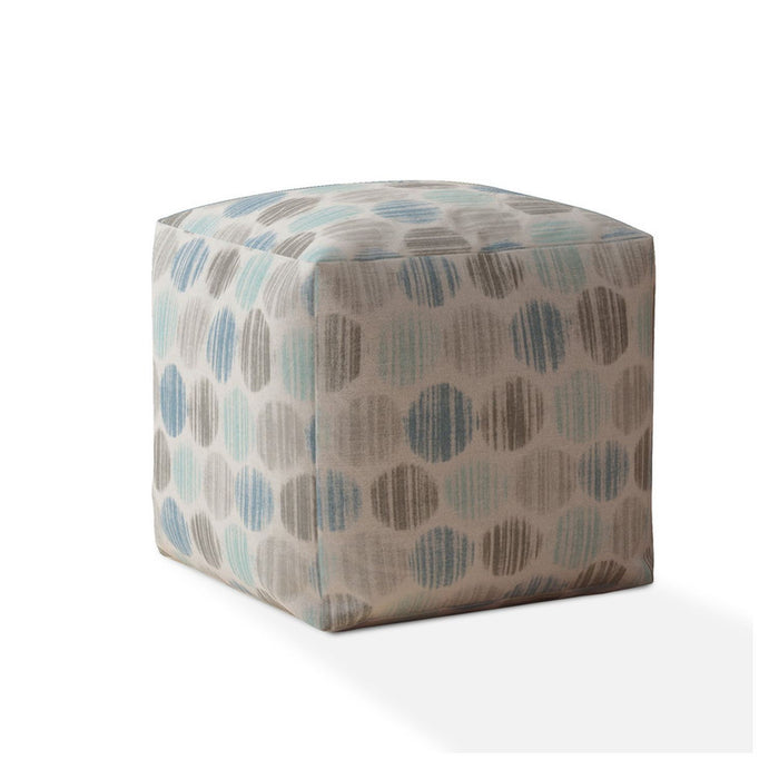 Cotton Polka Dots Pouf Cover - Blue