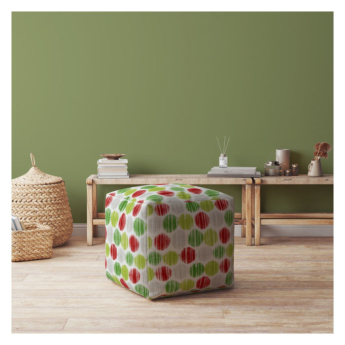 Cotton Polka Dots, Pouf Cover - Red / White