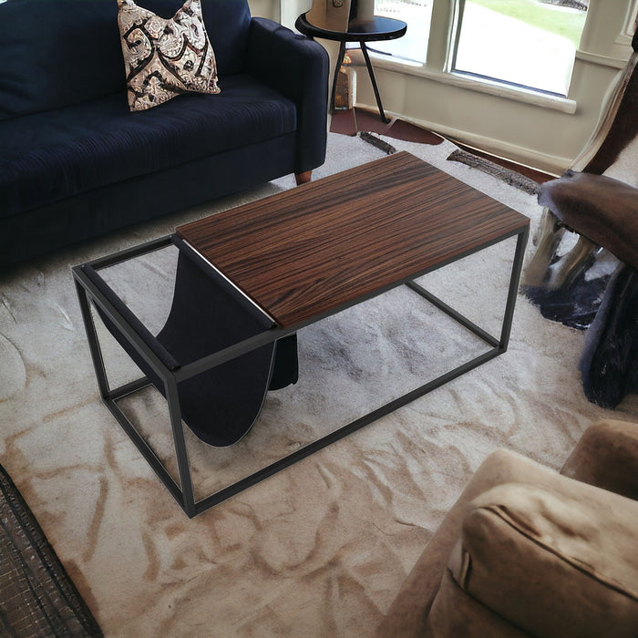 Metal Coffee Table With Shelf - Brown / Black