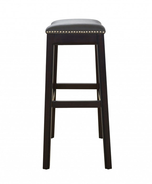 Backless Bar Height Bar Chair - Gray / Espresso