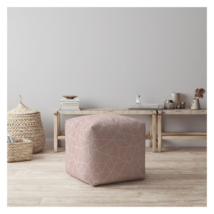 Canvas Geometric Pouf Cover - Pink