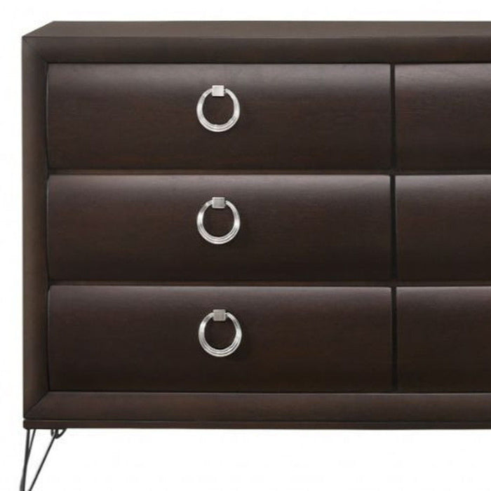 Solid Wood Six Drawer Double Dresser - Merlot