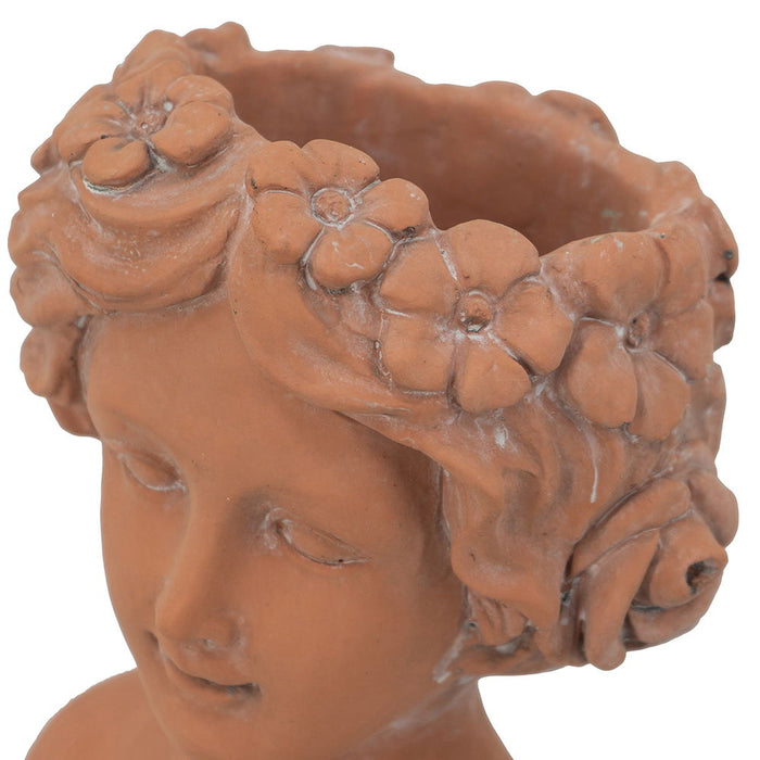 Head Bust Planter, Greek Style Cement Head Planter, Indoor Outdoor Home Garden Decor - Brown