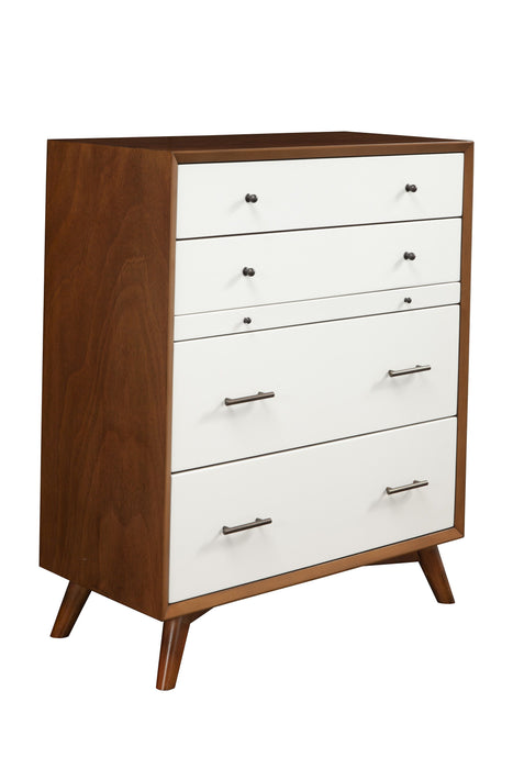 Solid Wood Four Drawer Chest - Brown / White