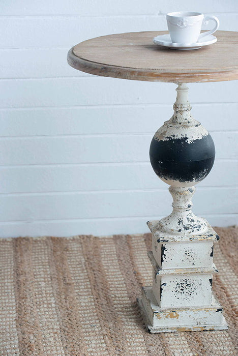 Small Distressed Side Table, Retro Elegant - Black White