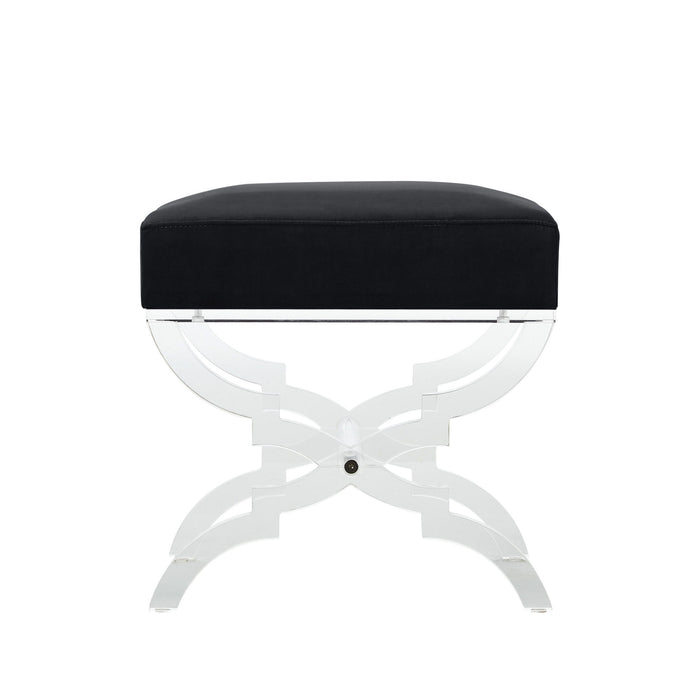 Velvet Ottoman - Black / Clear