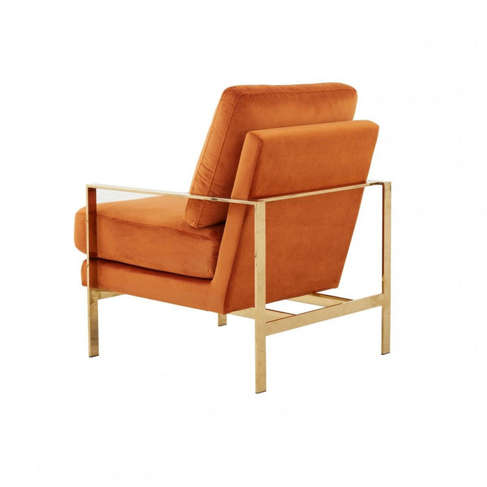 Stylish Orange And Gold Accent Chair