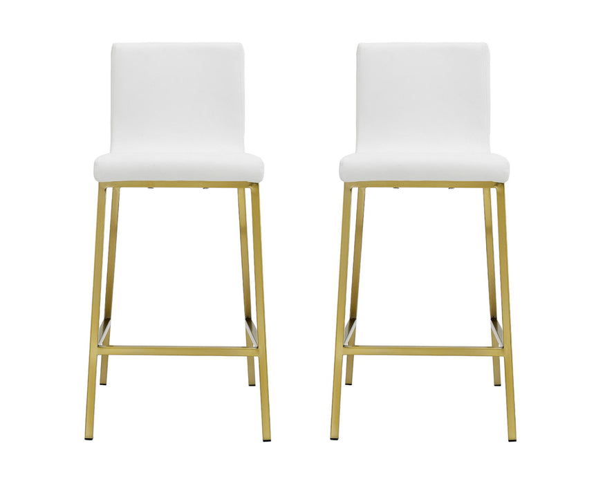 Steel Low Back Counter Height Bar Chairs (Set of 2) - White / Gold