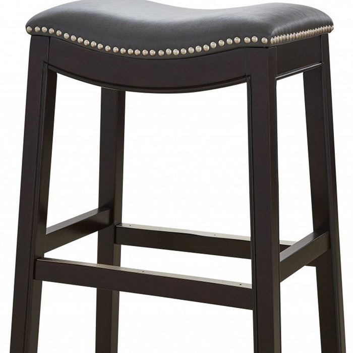 Backless Bar Height Bar Chair - Gray / Espresso