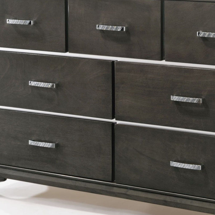 Seven Drawer Wooden Triple Dresser - Gray