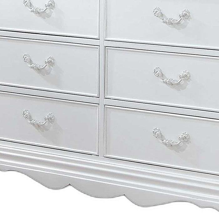 Wood Eight Drawer Double Dresser - White