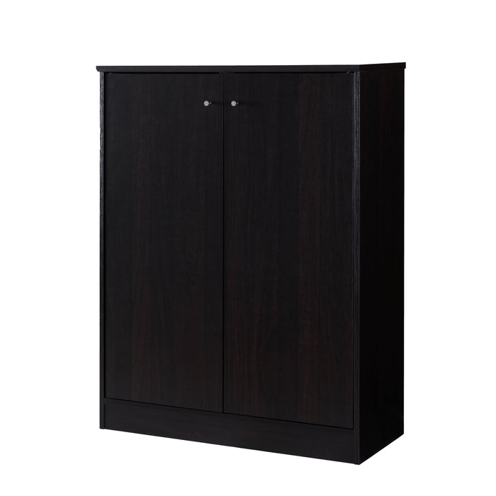 Sleek 2 Door Shoe Cabinet With 5 Interior Shelves For Storage - Red Cocoa