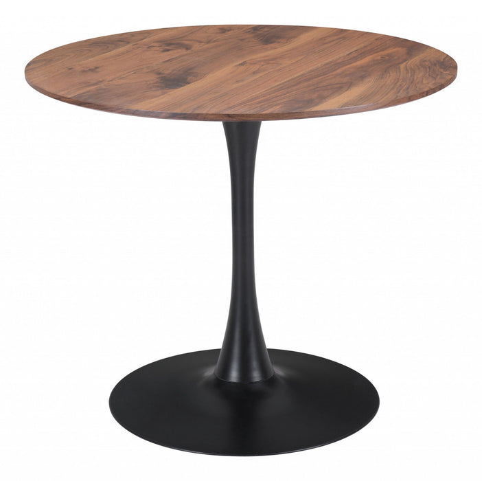 Steel Pedestal Base Dining Table - Light Brown