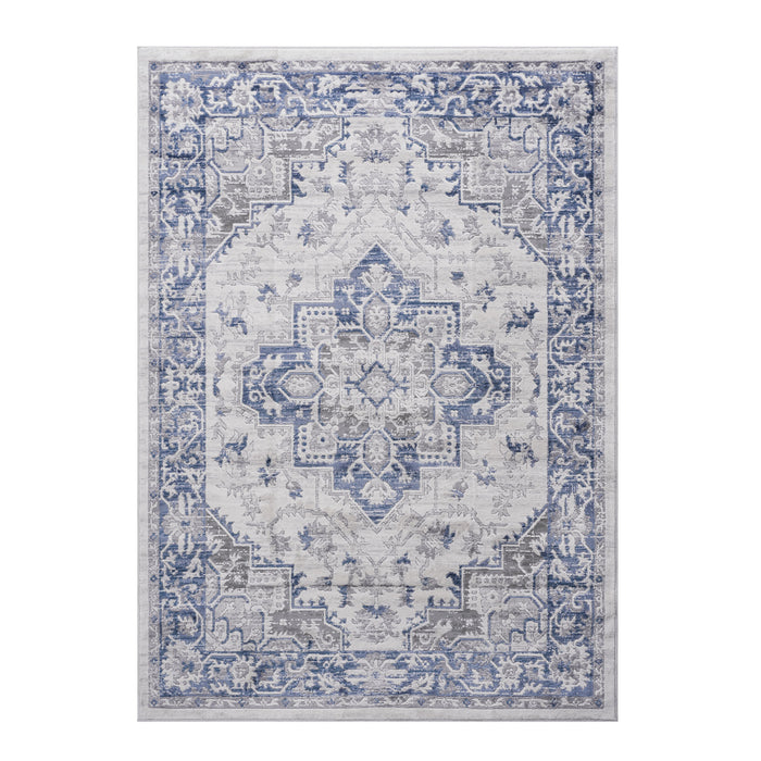 Marfi - 2' x 3' Oriental Non-Shedding Stylish And Stain Resistant Area Rug - Blue / Gray