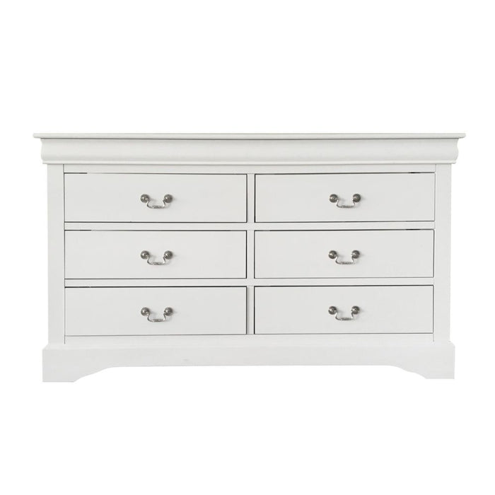 Manufactured Wood Six Drawer Double Dresser - White