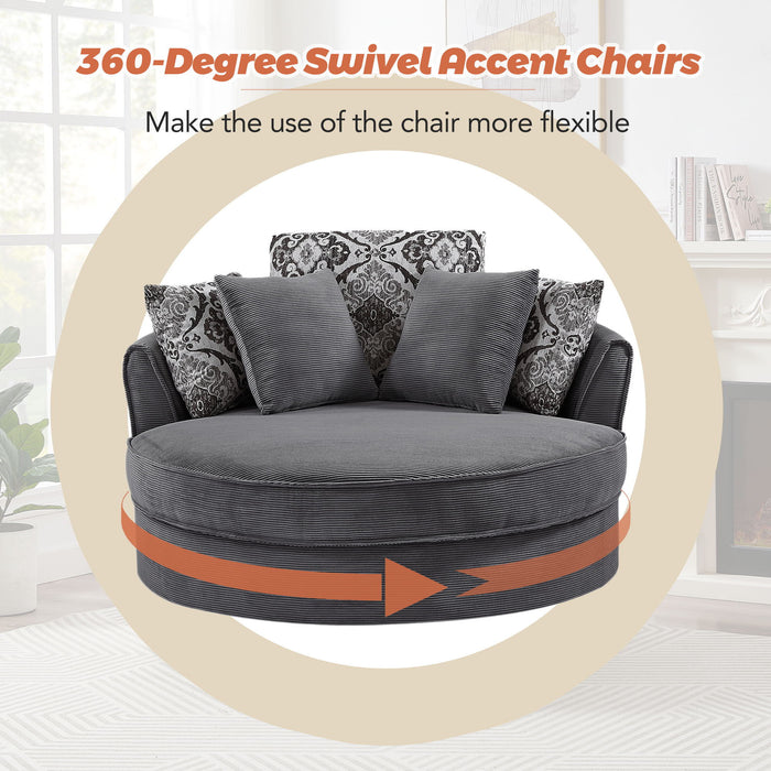 Swivel Accent Barrel Chair With 5 Movable Pillow 360 Degree Swivel Round Sofa Chair For Living Room, Bedroom, Hotel