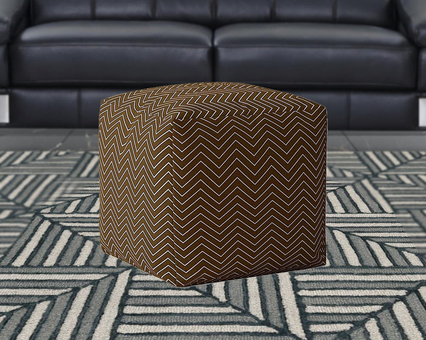 Cotton Chevron Pouf Cover - Brown