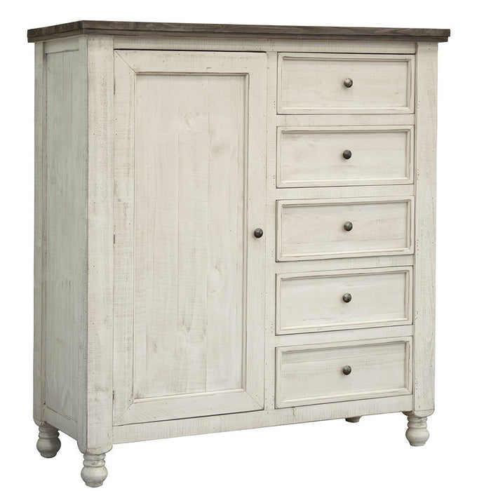 Solid Wood Five Drawer Gentlemans Chest - Gray / Ivory