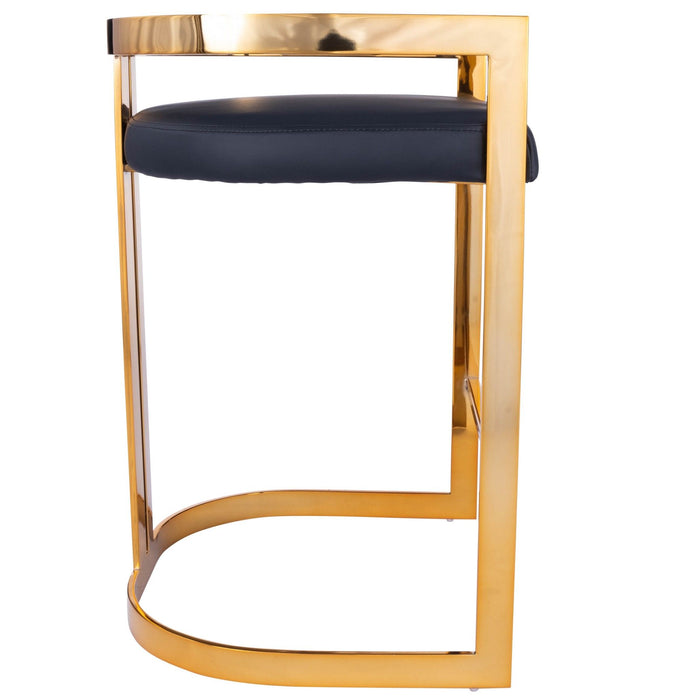 Faux Leather Counter Stool - Gold And Black