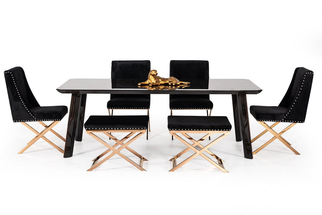 Rectangular Dining Table - Black / Rose Gold