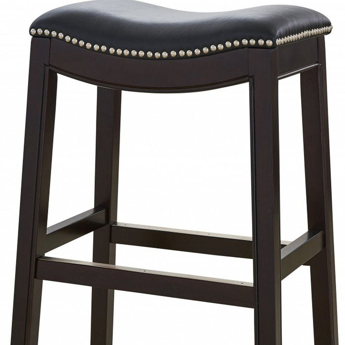 Solid Wood Backless Bar Height Bar Chair - Black / Espresso