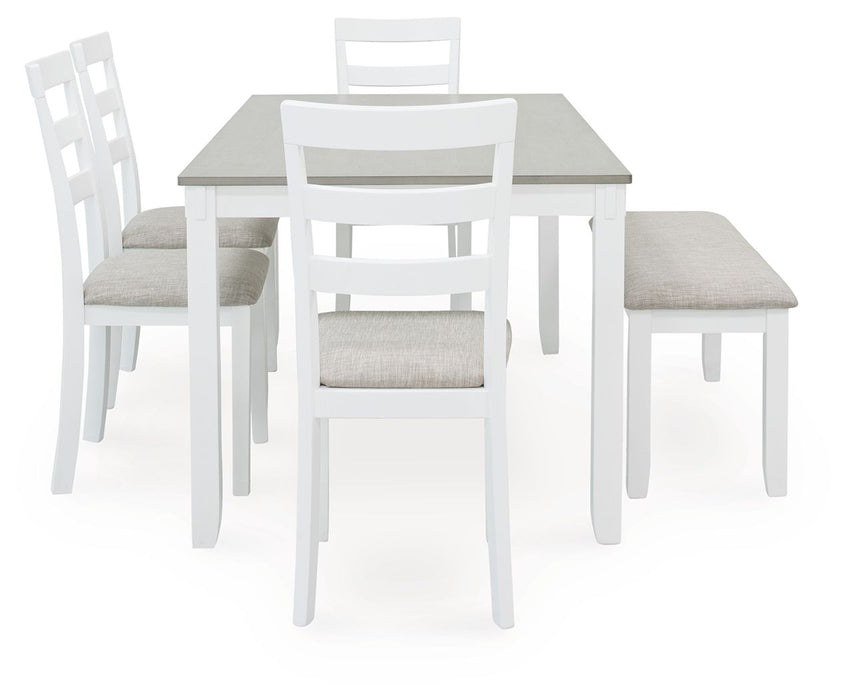 Stonehollow - White / Gray - Rectangular Drm Table Set (Set of 6)