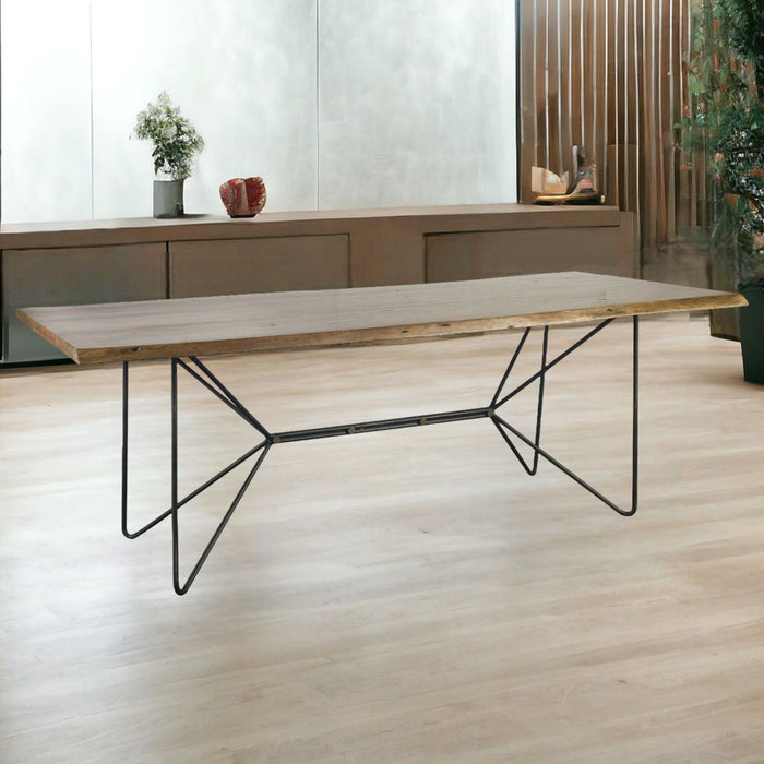 Solid Wood Trestle Base Dining Table - Natural / Black