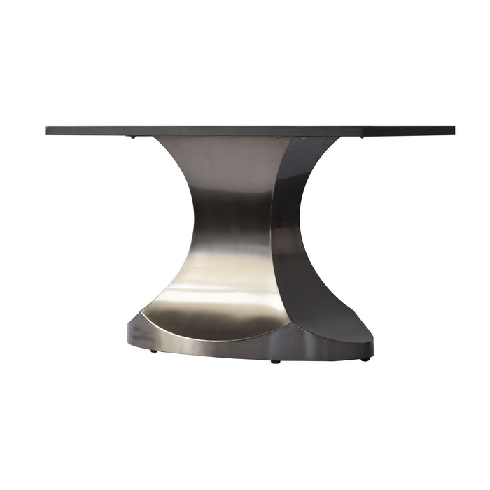 70.84" Modern Artificial Stone Panel Gray Stainless Steel Curved Legs, Can Accommodate 6-8 People - Black