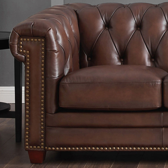 Stanwood - Leather Loveseat - Caramel