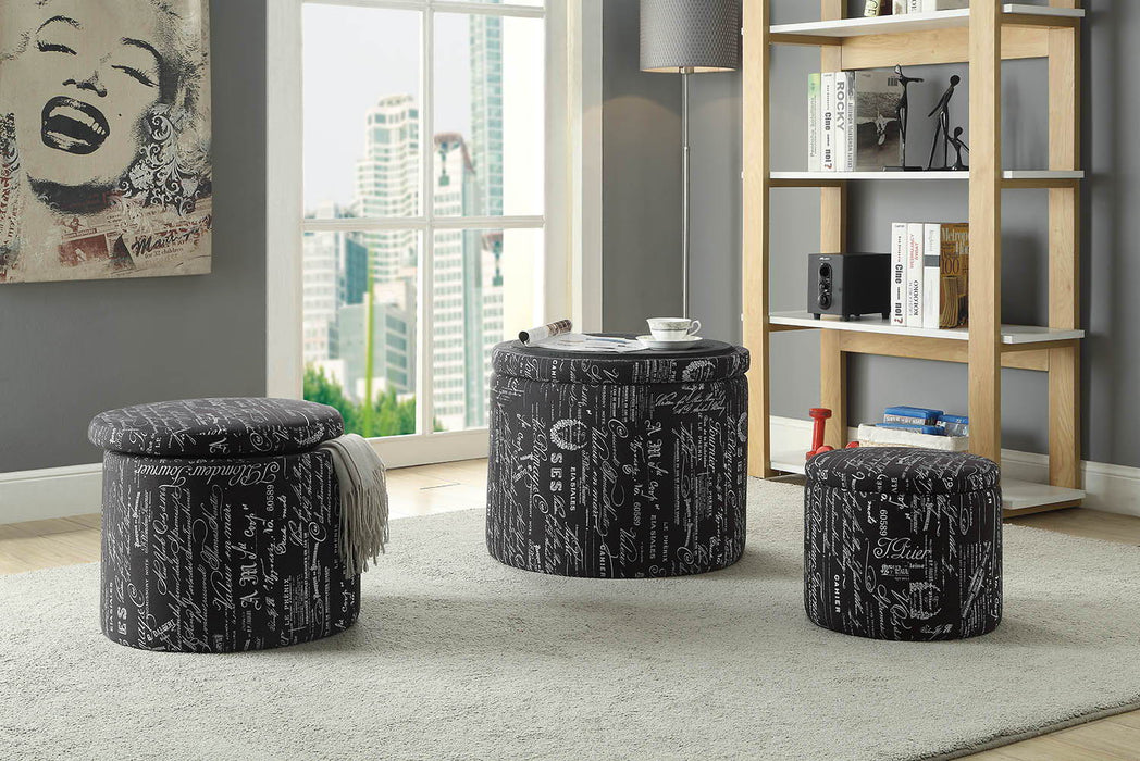 Polyester Blend Abstract Footstool Ottoman - Black / White