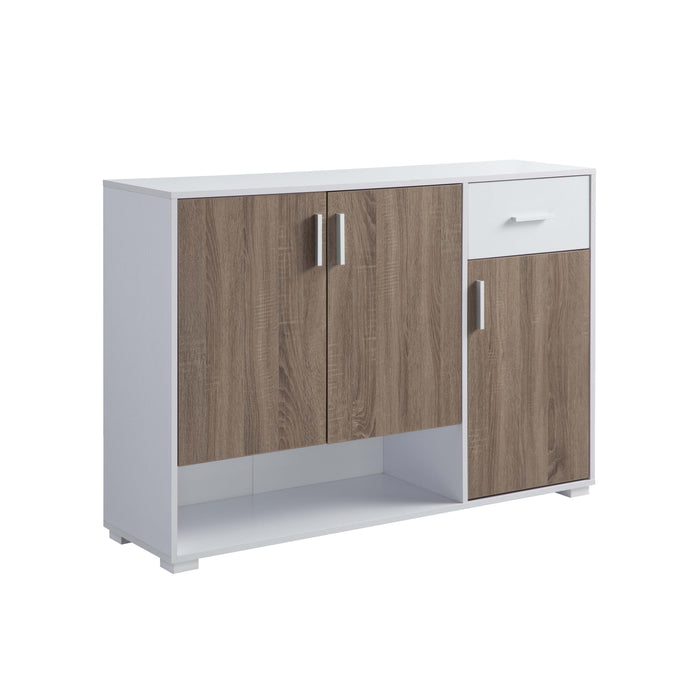 Shoe Storage Cabinet For 17 Pairs, Bedroom Cabinet With Drawer - Doors - White / Dark Taupe