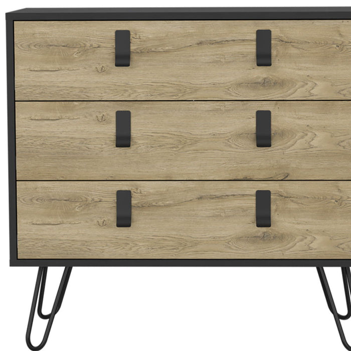 Three Drawer Dresser - Natural / Black