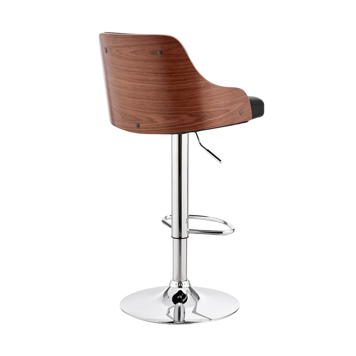 Swivel Adjustable Height Bar Chair - Black / Silver