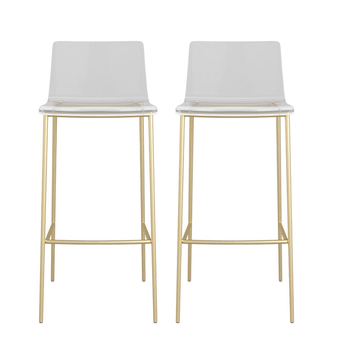 Plastic Low Back Bar Height Bar Chairs (Set of 2) - Clear / Gold