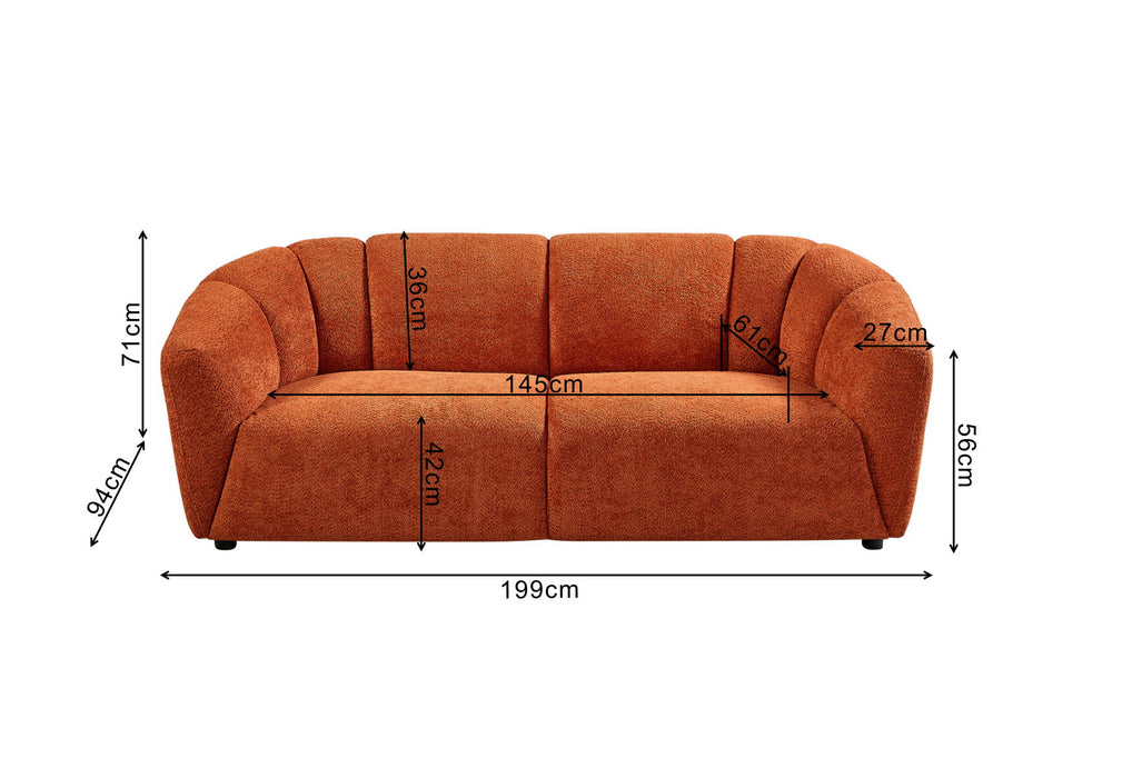 Living Room Sofa 3 Seater With Luxury Boucle