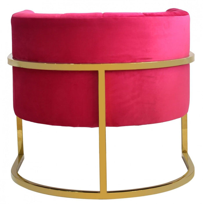 Glam Channel Tufted Velvet Accent Chair - Pink / Gold