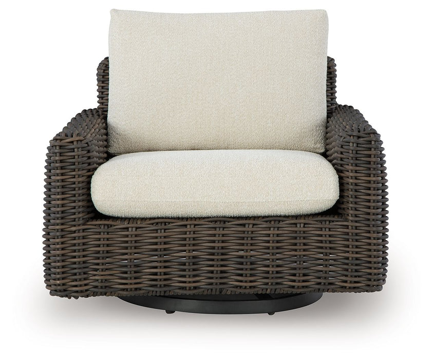 Kimora - Beige / Dark Brown - Swivel Glider Lounge With Cushion