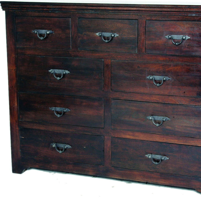 Distressed Solid And Reclaimed Wood Nine Drawer Double Dresser - Brown