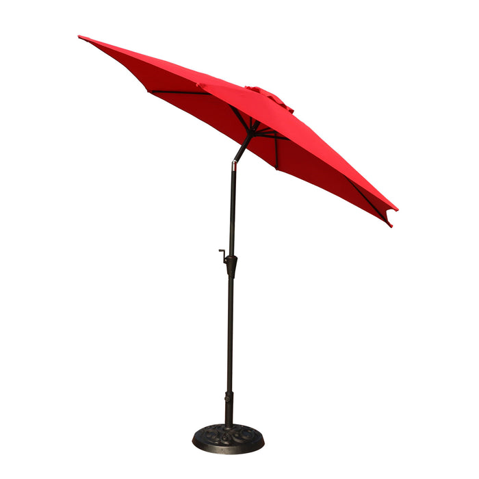 8.8' Outdoor Aluminum Patio Umbrella, Market Umbrella With 33 Pounds Round Resin Umbrella Base Lift