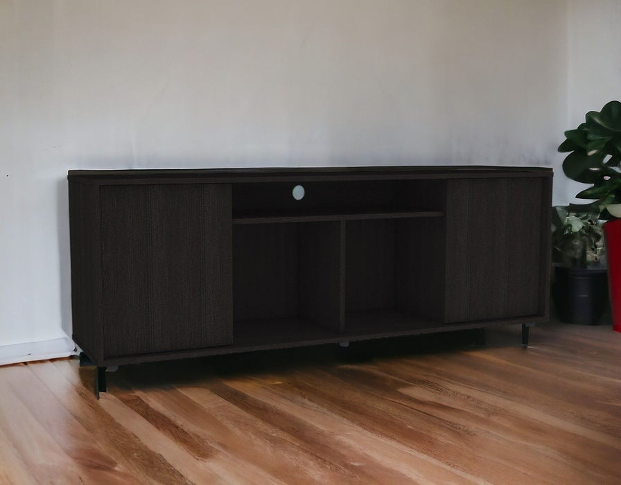 Cabinet Enclosed Storage TV Stand - Brown / Black