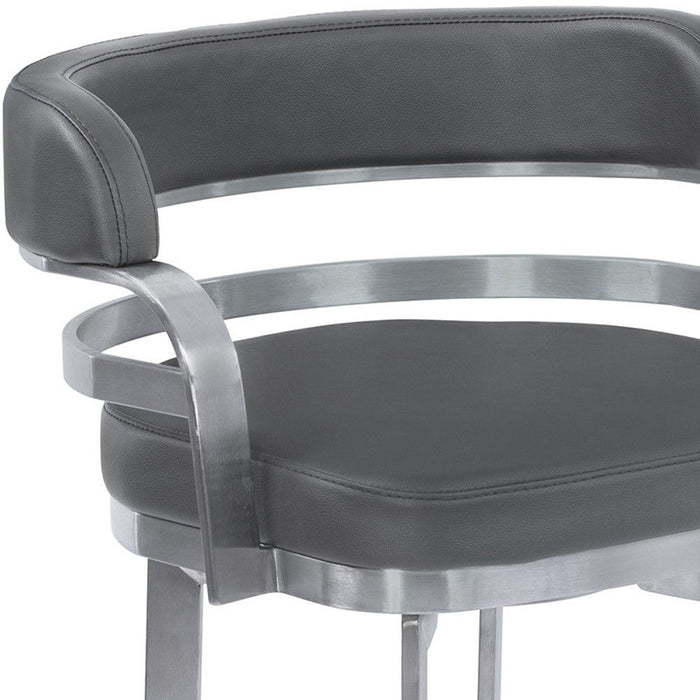 38" Faux Leather Swivel Low Back Bar Height Bar Chair - Gray / Silver