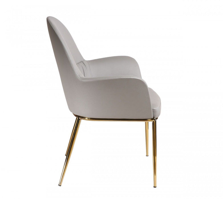 Mod Faux Leather And Gold Accent Chair - Gray