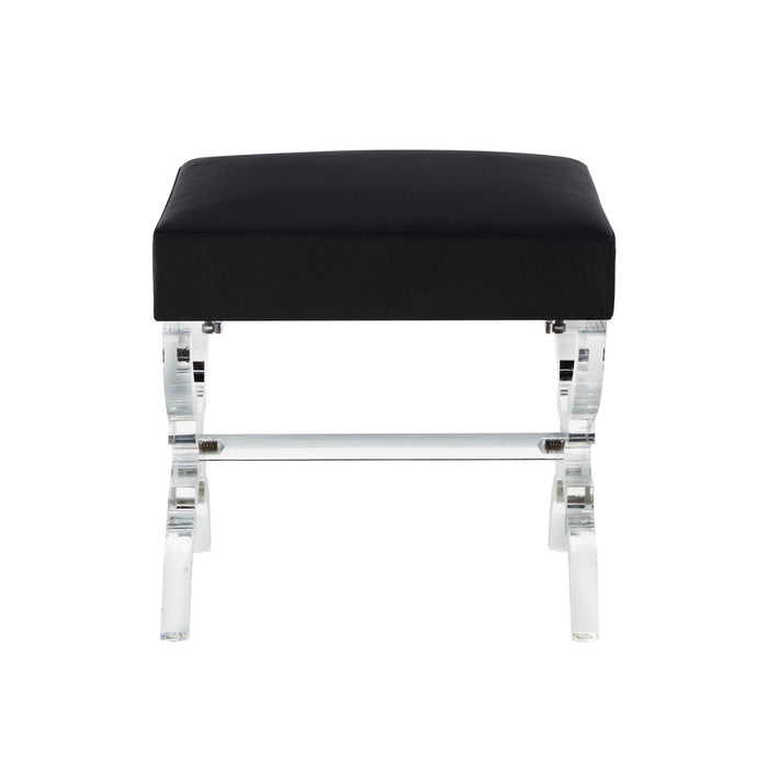 Velvet Ottoman - Black / Clear