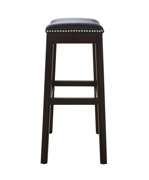 Solid Wood Backless Bar Height Bar Chair - Black / Espresso