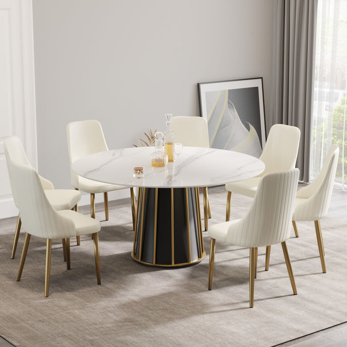 59.05" Modern Artificial Stone Round Dining Table (Only The Panel) - White