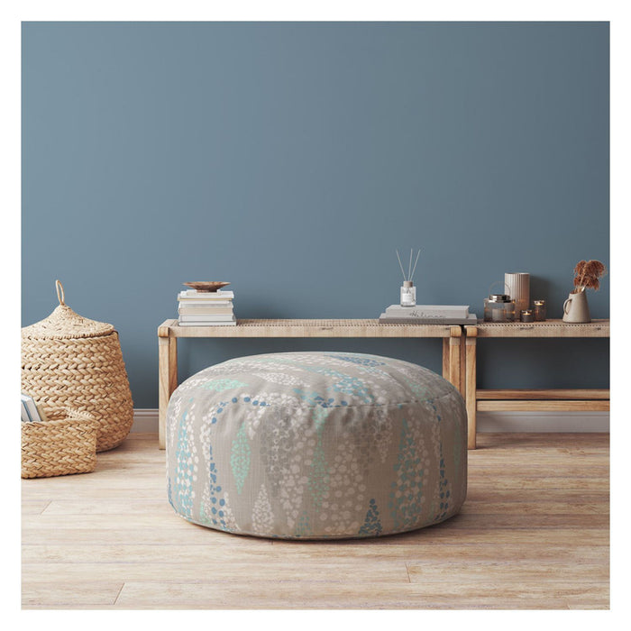 Canvas Round Polka Dots Pouf Cover - Blue